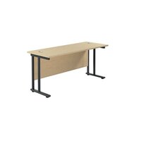 Jemini Rectangular Double Upright Cantilever Desk 1600x600mm Maple/Black KF820109
