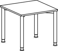 Schreibtisch, BxTxH 800x800x680-800 mm, höhenverstellbar, Platte buche, Rundrohr