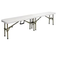 Bolero Centre Folding Bench in White Made of Polyethylene and Steel - 1830mm