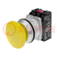 Switch: push-button; 30mm; Stabl.pos: 1; NC + NO; yellow; IP55