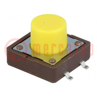 Microswitch TACT; SPST-NO; Pos: 2; 0.05A/12VDC; SMT; none; 5.2N