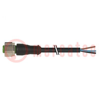 Connection lead; M12; PIN: 5; straight; 5m; plug; 125VAC; 4A; PVC