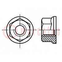 Écrou; avec collerette; hexagonal; M6; 1; acier; 10mm; BN 20241