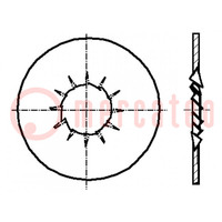 Ring; binnenvertanding; M6; D=14,2mm; h=0,7mm; verenstaal; BN 785