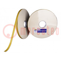 Tape: fixing; W: 19mm; L: 25m; Thk: 3000um; double-sided; white; 1N/mm
