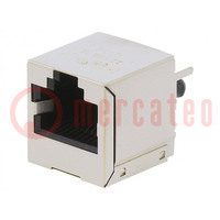 Connector: RJ45; contact; PIN: 8; verguld; Indeling: 8p8c; op PCB