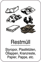 Modellbeispiel: Sonderschild - Restmüll, Styropor, Plastiktüten, Öllappen ... (Art. 14930)