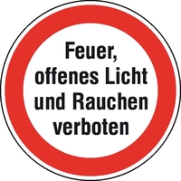 Modellbeispiel: Hinweisschild Feuer, offenes Licht und Rauchen verboten (Art. 21.1199)