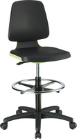 Krzesło Labsit 4, zielone, pianka integr. na kółkach
