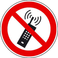 Mobilfunk verboten Verbotsschild - Verbotszeichen selbstkl. Folie, Größe 31,50cm DIN EN ISO 7010 P013 ASR A1.3 P013