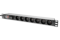 Digitus Socket strip with aluminum profile and switch, 7-way CEE 7/5 sockets, 2 m cable with surge protection and switch