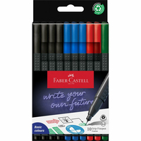 Faber-Castell Grip Finepen fijnschrijver Fijn Zwart, Blauw, Groen, Rood 10 stuk(s)
