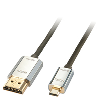 Lindy 41678 HDMI-Kabel 3 m HDMI Typ A (Standard) HDMI Typ D (Mikrofon) Schwarz, Chrom, Gold