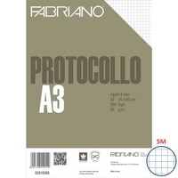 Fogli protocollo Fabriano PROTOCOLLO bianco 60 g/m² 29,7x42 cm quadretti 5 mm conf. da 200 fogli - 02810560