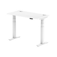 Dynamic Air 1200 x 600mm Height Adjustable Desk White Top Cable Ports White Leg HA01149
