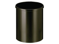V-PART Ronde metalen papierbak 15 liter, zwart, diameter 25,5 x 31 cm