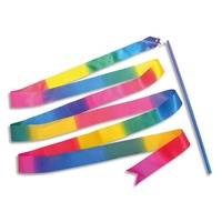 FIRST LOISIRS Lot de 4 rubans de GRS longueur 3 m avec baguette de 40 cm, couleurs arc en ciel - produit supprimé à épuisement du stock