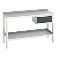 Bott heavy duty welded workbenches with steel worktop and anthracite drawer