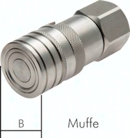 Exemplarische Darstellung: Flat-Face Kupplung mit Innengewinde, Muffe, Edelstahl