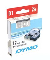 Feliratozó szalag DYMO D1 12mm x 7m átlátszó alapon fehér írásszín