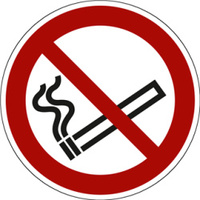 Verbotsschild "Rauchen verboten" [P002], Folie (0,1 mm), ? 50 mm, ASR A1.3 / ISO 7010, 6 Stück je Bogen