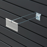 Pegwall System Bracket / Product Hanger / Slatwall Single Hook with Overhead Price Holder for DRA Swinging Pockets | 200 mm