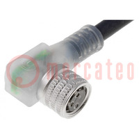 Cable de conexión; M8; PIN: 3; angular; 5m; enchufe; 30VAC; 4A; RKMWV