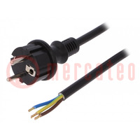 Cable; 3x2.5mm2; CEE 7/7 (E/F) plug,wires,SCHUKO plug; PVC; 2m