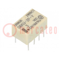 Relay: electromagnetic; DPDT; Ucoil: 3VDC; Icontacts max: 1A; PCB