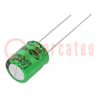 Capacitor: electrolytic; THT; 220uF; 25VDC; Ø10x12.5mm; ±20%; 2000h