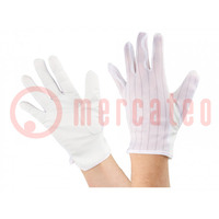 Protective gloves; ESD; L; polyester,polyurethane; white