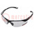 Safety spectacles; Lens: transparent; Resistance to: UV rays