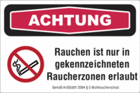 Focusschild - Rauchen verboten, Rot/Schwarz, 20 x 30 cm, Folie, Selbstklebend