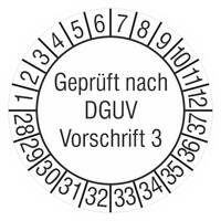 Prüfplakette, Geprüft nach DGUV Vorschrift 3, Größe (Durchm.): 3 cm,15 Stk/Bogen Version: 28-37 - Geprüft nach DGUV Vorschrift 3, 28-37