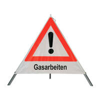 Safety Faltsignal, verschiedene Symbole mit Verbotszeichen, Höhe 70 cm Version: 36 - Symbol Achtung, Text Gasarbeiten