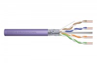 Kabel teleinformatyczny instalacyjny kat.6, F/UTP, Dca, drut, AWG 23/1, LSOH, 500m, fioletowy, szpula