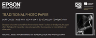 Epson Traditional Photo Paper, in rotoli da 162, 56cm x 15m