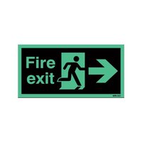 Safety Sign Niteglo Fire Exit Running Man Arrow Right 150x450mm Self-Adhesive NG