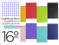 Cuaderno espiral liderpapel bolsillo dieciseiavo apaisado witty tapa dura dura 80h 60 grcuadro 4 mm colores stdos.