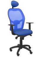 Silla Operativa de oficina Jorquera malla azul asiento bali azul con cabecero fijo