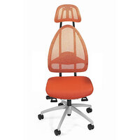 Efektowne obrotowe krzesło biurowe, z zagłówkiem i oparciem siatkowym