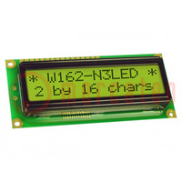 Display: LCD; alfanumeriek; STN Positive; 16x2; geel-groen; LED