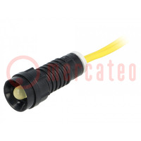 Spia: LED; concava; giallo; 230VAC; Ø11mm; IP40; conduttori 300mm