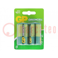 Battery: zinc-carbon; 1.5V; D; non-rechargeable; 2pcs; GREENCELL
