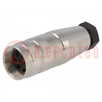 Connector: M16; plug; female; soldering; for cable; PIN: 5; 5A; 300V