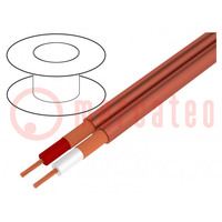Vezeték: mikrofonkábel; 2x0,25mm2; piros; OFC; -15÷70°C; PVC