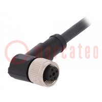 Cable de conexión; M12; PIN: 4; angular; 2m; enchufe; 250VAC; 4A