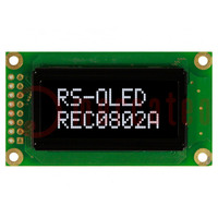 Display: OLED; alphanumerisch; 8x2; Abm: 58x32x10mm; weiss; PIN: 16