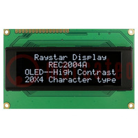 Display: OLED; alfanumerico; 20x4; Dim: 98x60x10mm; bianco; PIN: 16