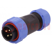 Plug; SP21; male; PIN: 4; IP68; 4.5÷7mm; 30A; soldering; for cable
